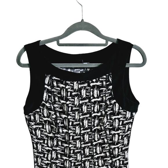 Perceptions Women's S Crosshatch Print Sleeveless Tank Dress Black White - Picture 2 of 6